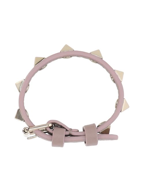 BRACCIALE ROCKSTUD IN PELLE E BORCHIE FINITURA RUTENIO Rosa VALENTINO GARAVANI | 6W2J0X53VSHP45